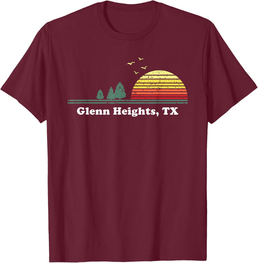 Vintage Glenn Heights, Texas Home Souvenir Print T-Shirt - T-Shirt | Maroon