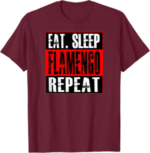 Flamengo Soccer - Camisa Eat Sleep Flamengo Repeat T-Shirt - T-Shirt | Maroon
