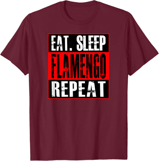 Flamengo Soccer - Camisa Eat Sleep Flamengo Repeat T-Shirt - T-Shirt | Maroon
