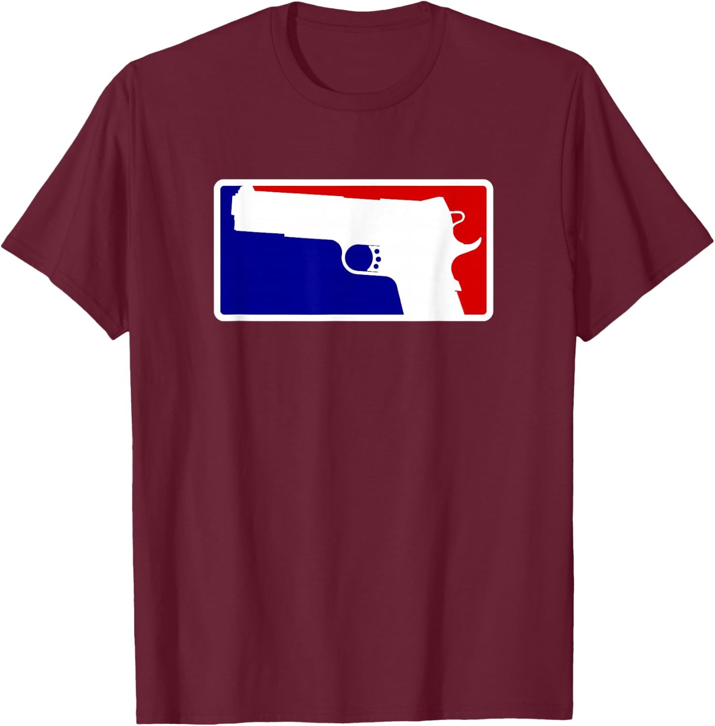 1911 Gun Shirt - Blue, White, and Red Design T-Shirt - T-Shirt | Maroon