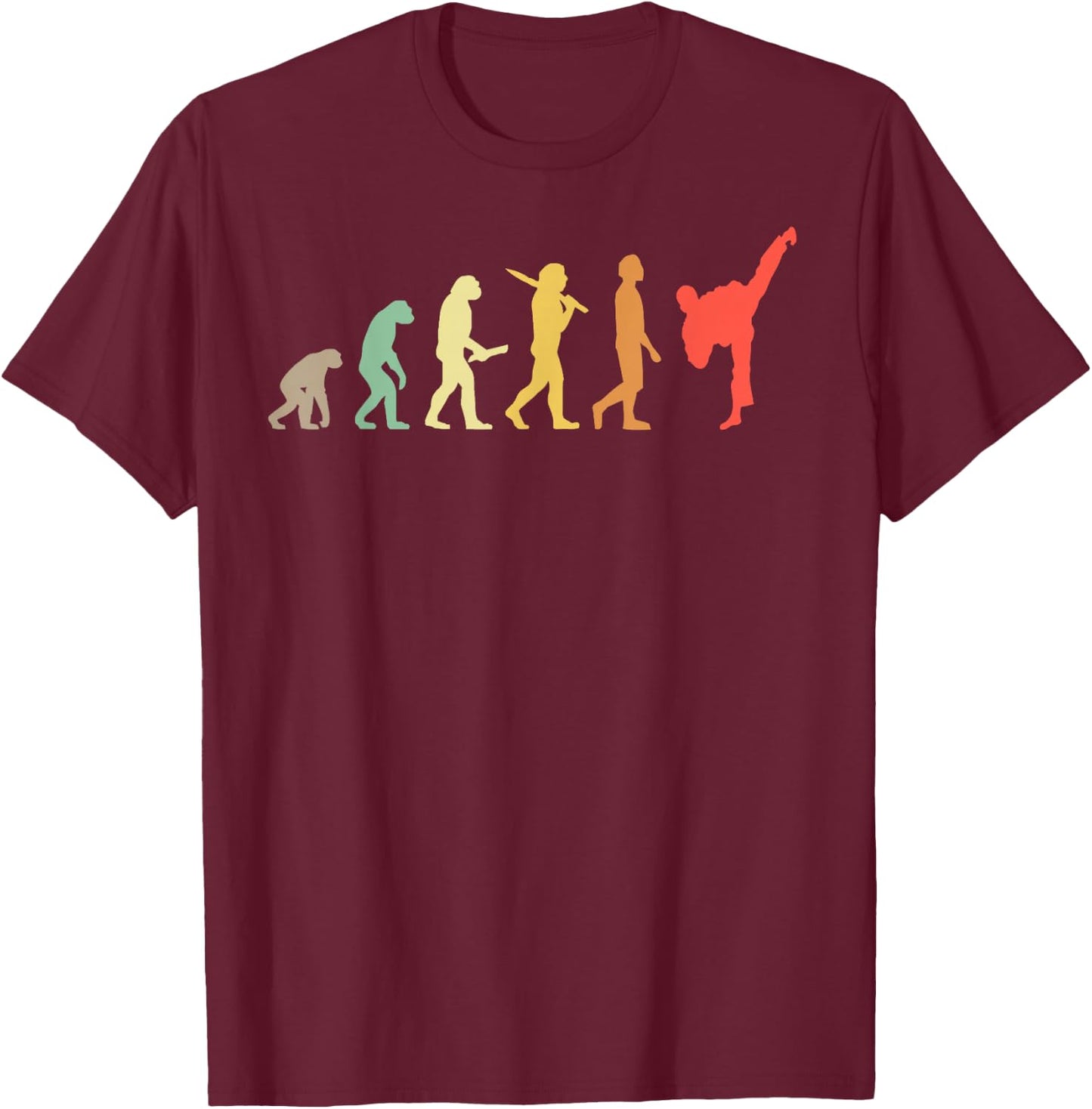 Retro Karate Evolution Gift Karateka T-Shirt - T-Shirt | Maroon
