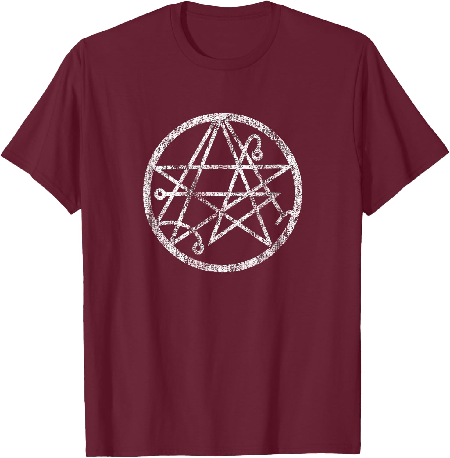 Necronomicon Symbol, Gothic Horror Distressed Occult T-Shirt - T-Shirt | Maroon