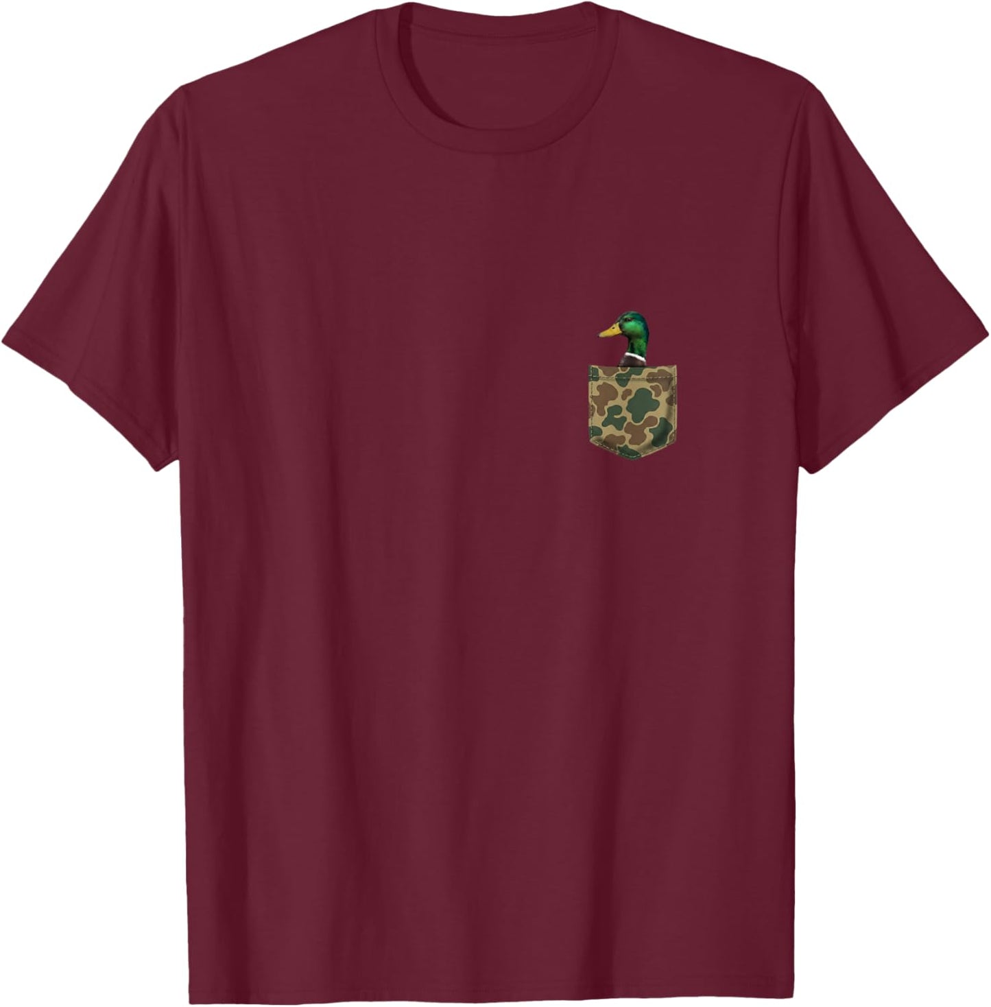 Vintage Mallard Duck Camo Pocket Waterfowl Hunting Gifts T-Shirt - T-Shirt | Maroon
