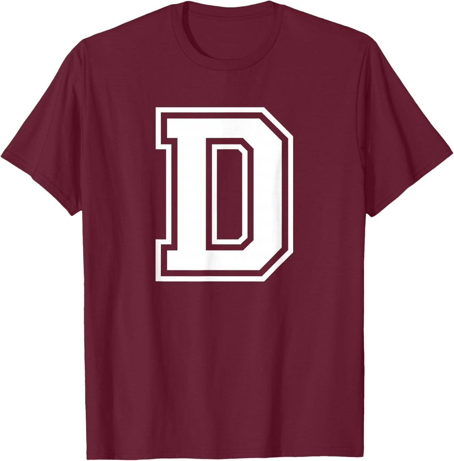 Letter D Name Initial Varsity Alphabet Monogram T-Shirt - T-Shirt | Maroon