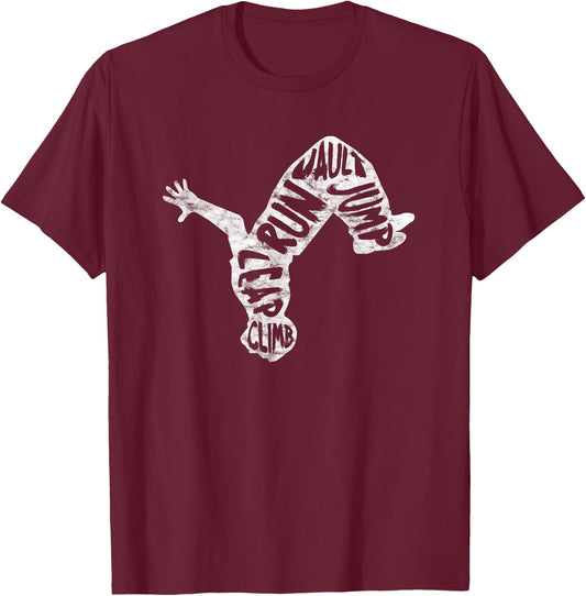 Parkour Free Running Backflip T-Shirt - T-Shirt | Maroon