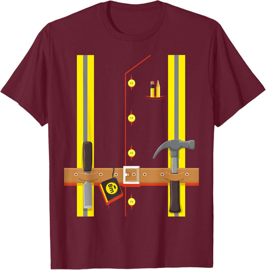 Construction Worker Costume for Boys Kids Halloween Builder T-Shirt - T-Shirt | Maroon