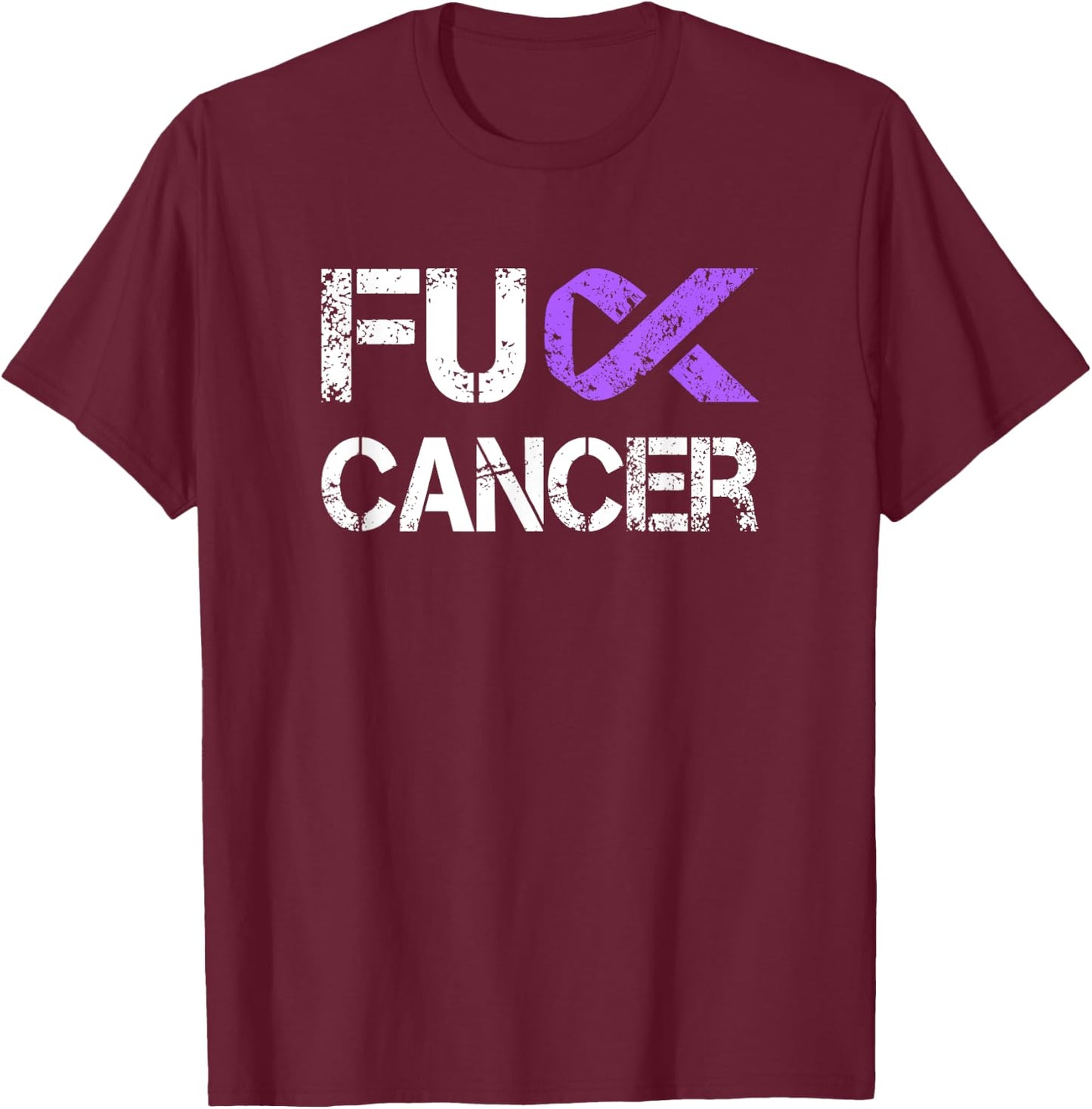 Fuck Cancer, Testicular Cancer Awareness T-Shirt - T-Shirt | Maroon