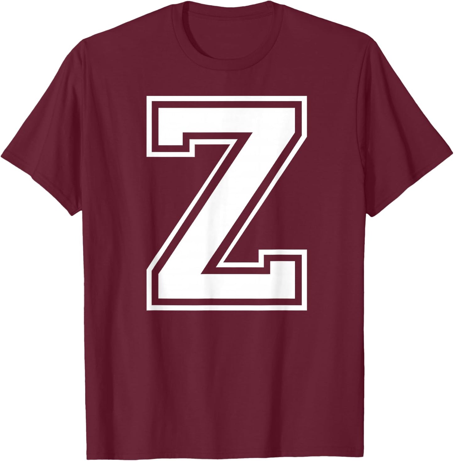 Letter Z Capital Alphabet College Varsity Monogram Club T-Shirt - T-Shirt | Maroon