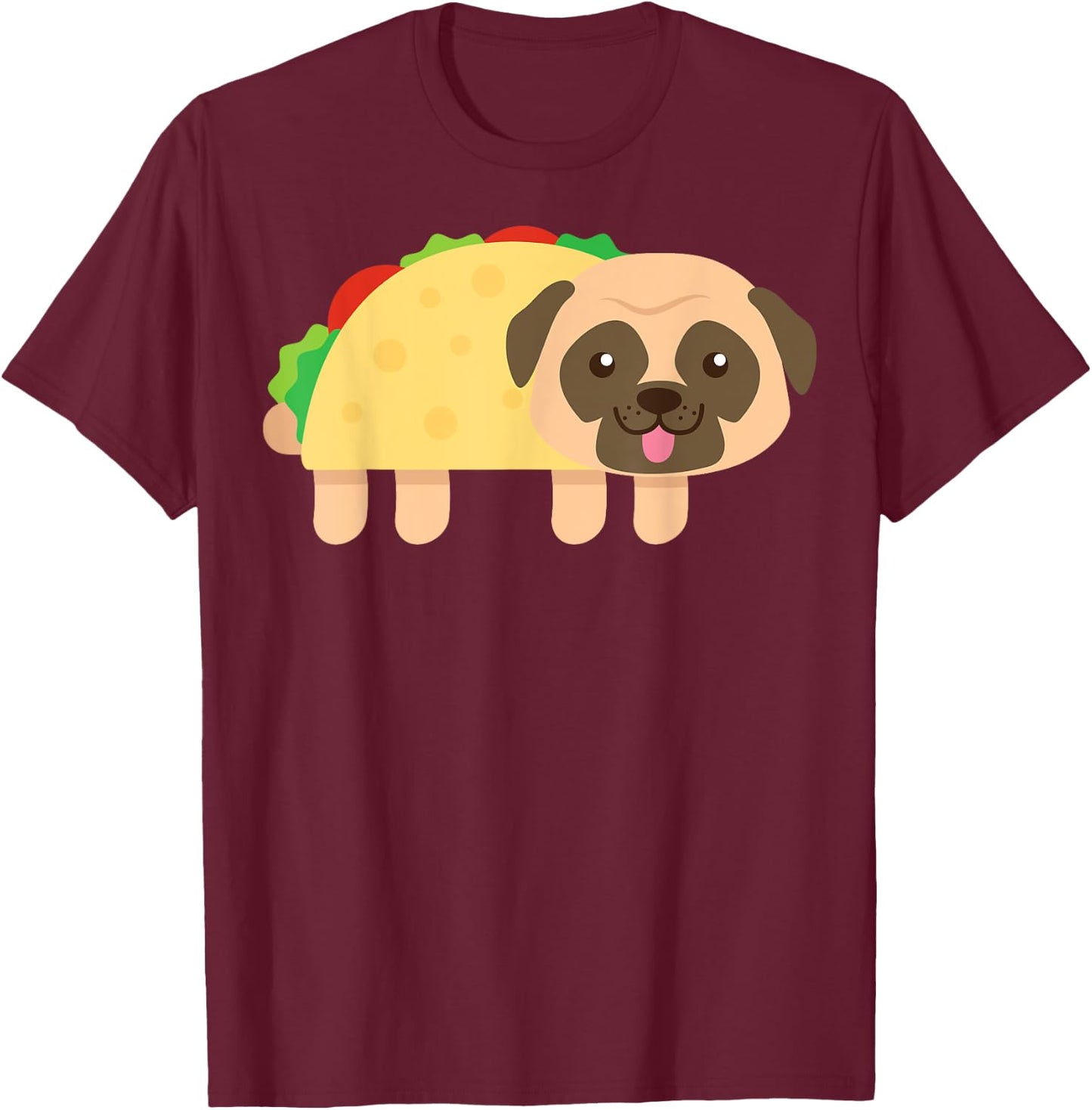 Cute Pug Taco Shirt Cinco De Mayo Dog Owner Food Lover T-Shirt - T-Shirt | Maroon