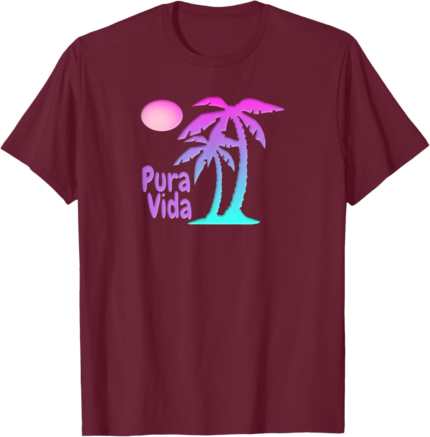 PURA VIDA Souvenir Palm Trees Beach Sun Costa Rica Women Girls Kids T-Shirt - T-Shirt | Maroon