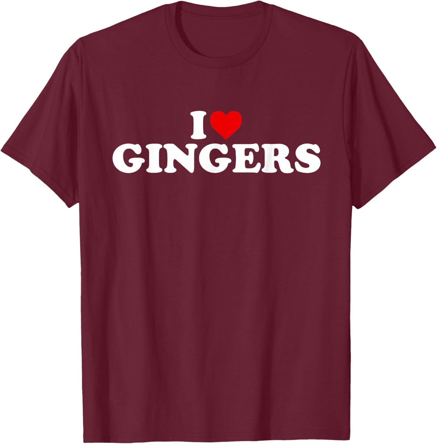 I Love Gingers - Heart T-Shirt - T-Shirt | Maroon
