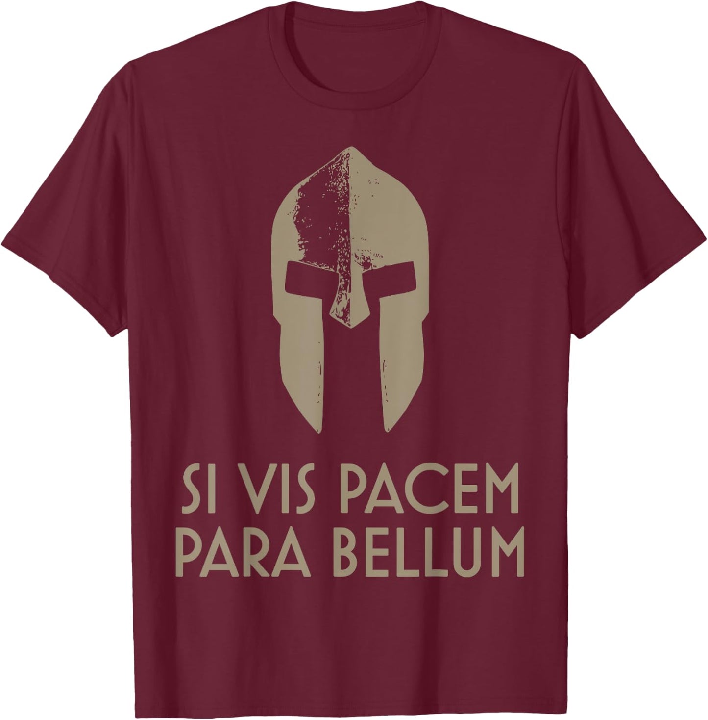 Spartan Helm latin motto Si Vis Pacem Para Bellum T-Shirt - T-Shirt | Maroon