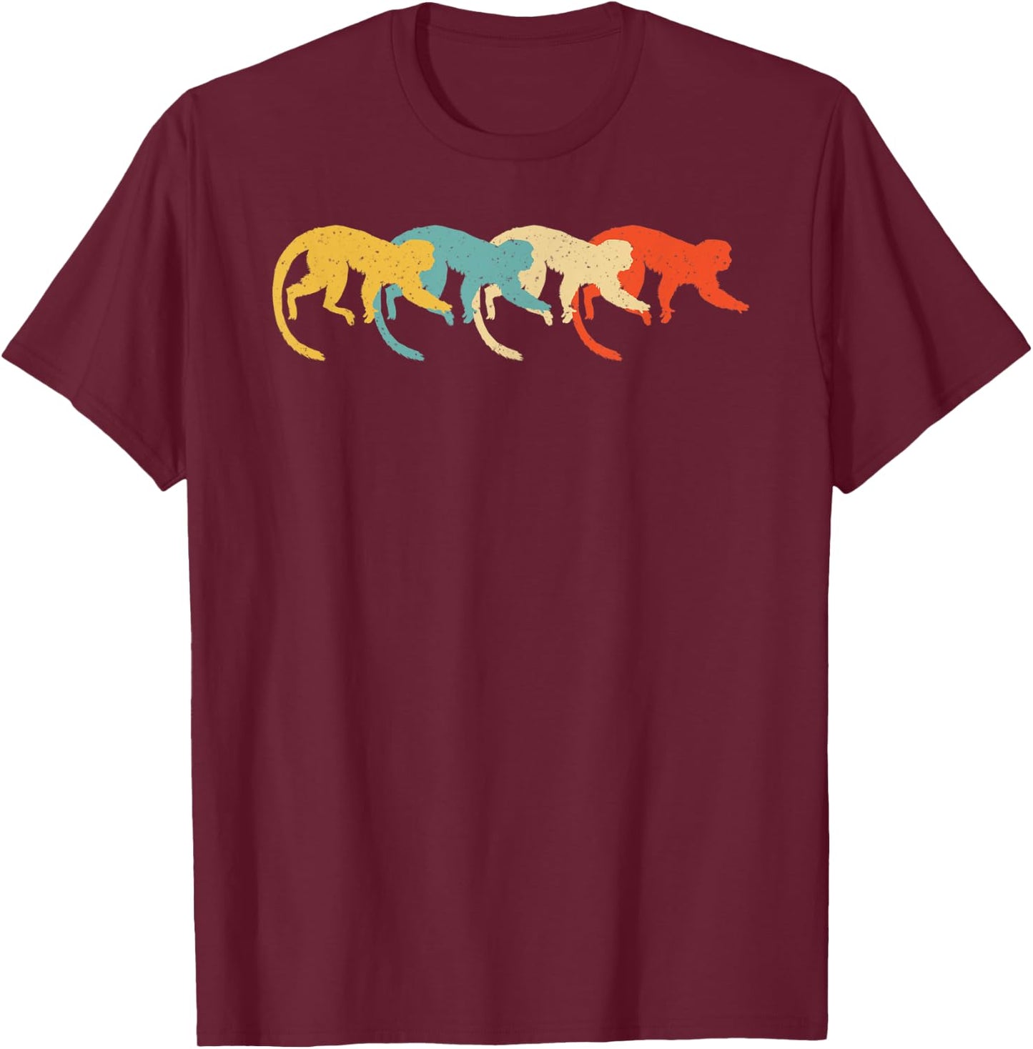 Gibbon Vintage Retro Lesser ape Lar Lover 60s 70s Gift T-Shirt - T-Shirt | Maroon