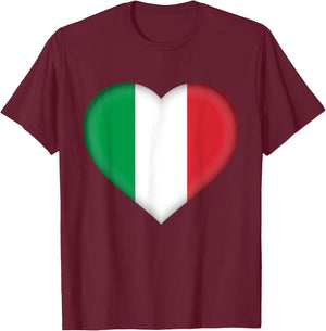 I Love Italy | Italian Flag Heart Outfit T-Shirt - T-Shirt | Maroon