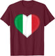 I Love Italy | Italian Flag Heart Outfit T-Shirt - T-Shirt | Maroon