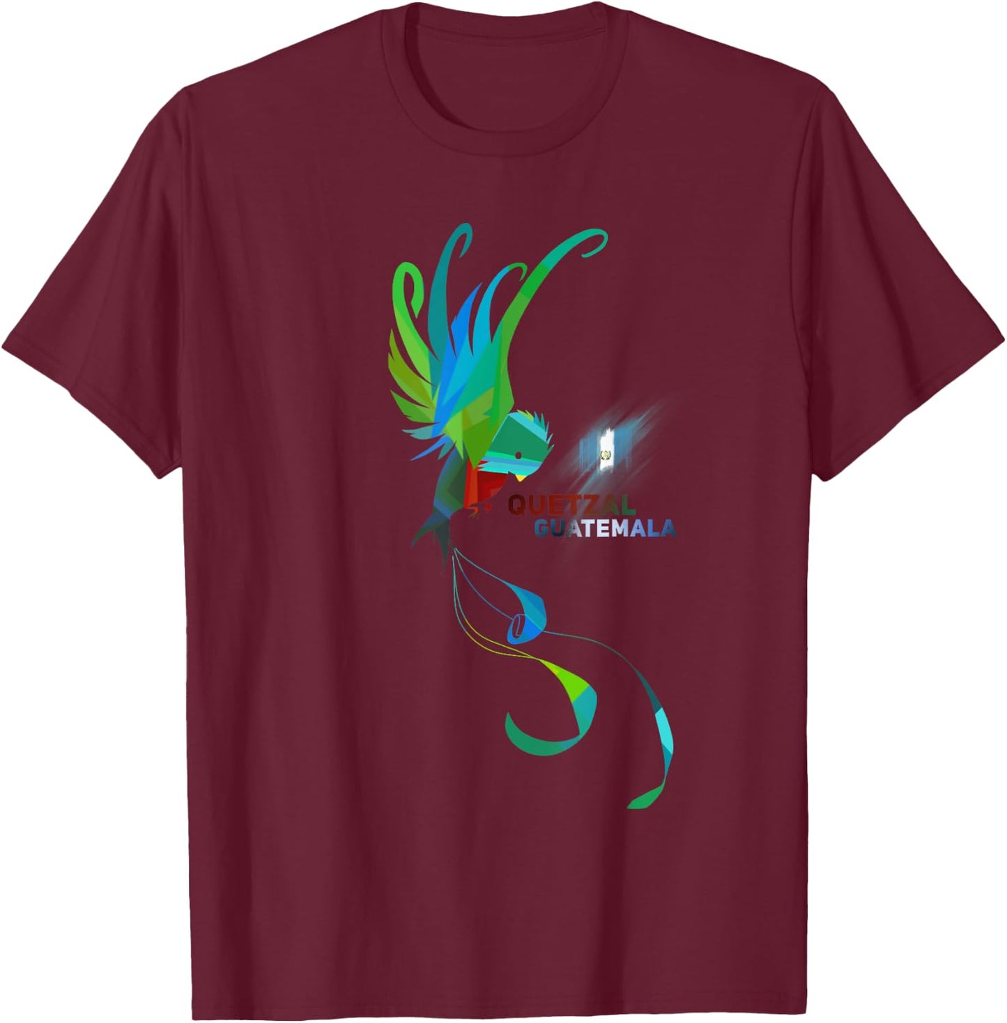 Guatemala National Bird- Quetzal T-Shirt - T-Shirt | Maroon