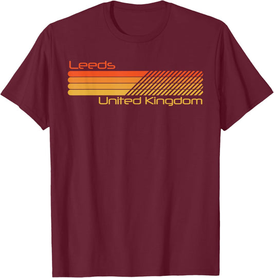 Retro Leeds United Kingdom T-Shirt - T-Shirt | Maroon