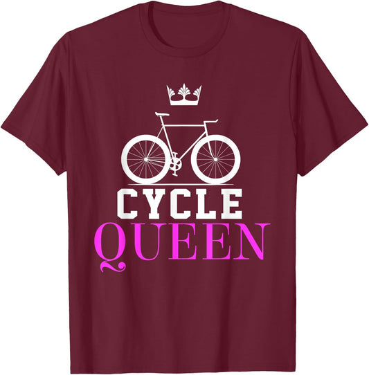 Cute Cycling Cycle Queen Women's Bicycle T Shirt T-Shirt - T-Shirt | Maroon