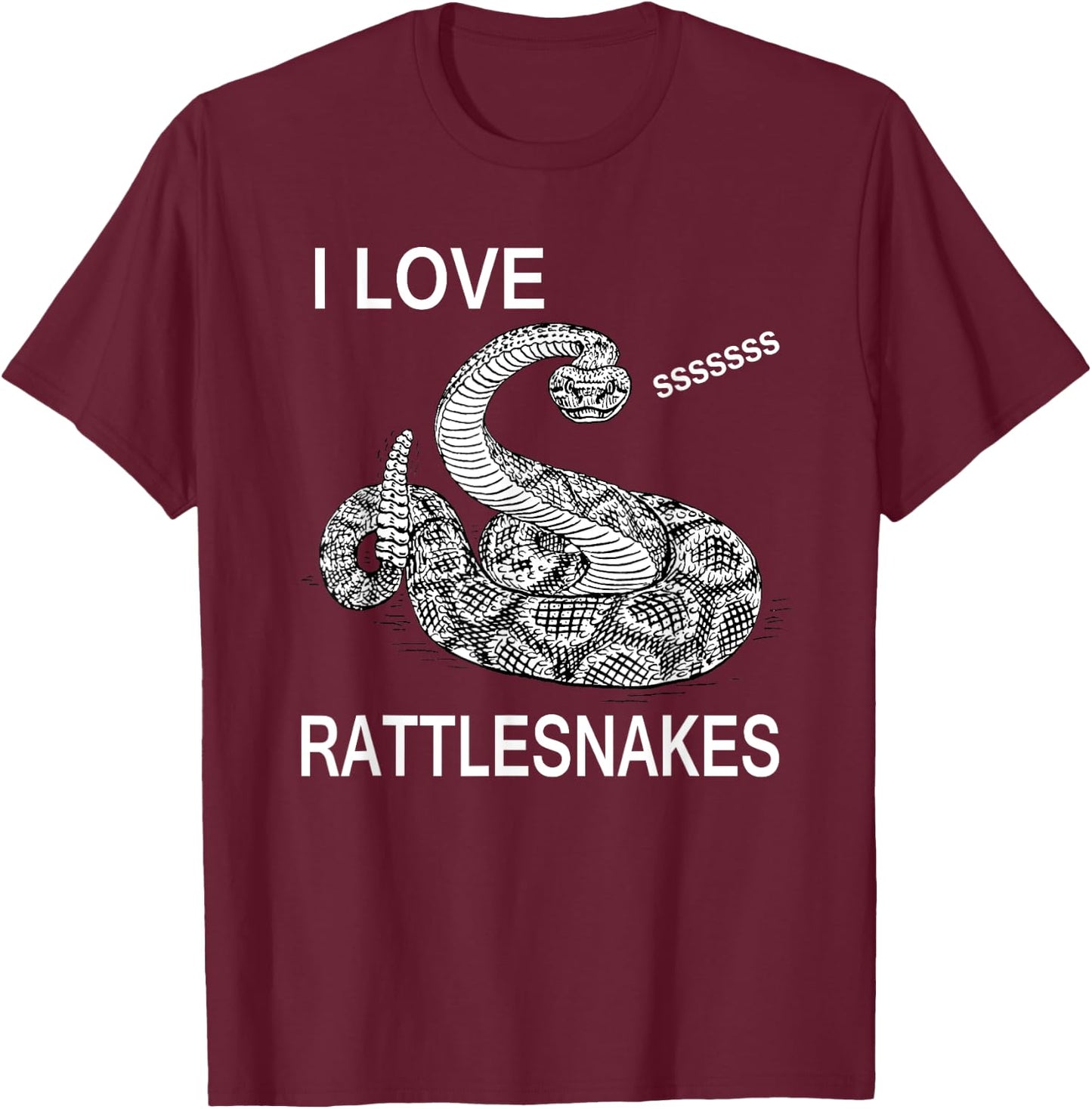 I Love Snakes - Rattlesnake Snake Lovers T-Shirt - T-Shirt | Maroon