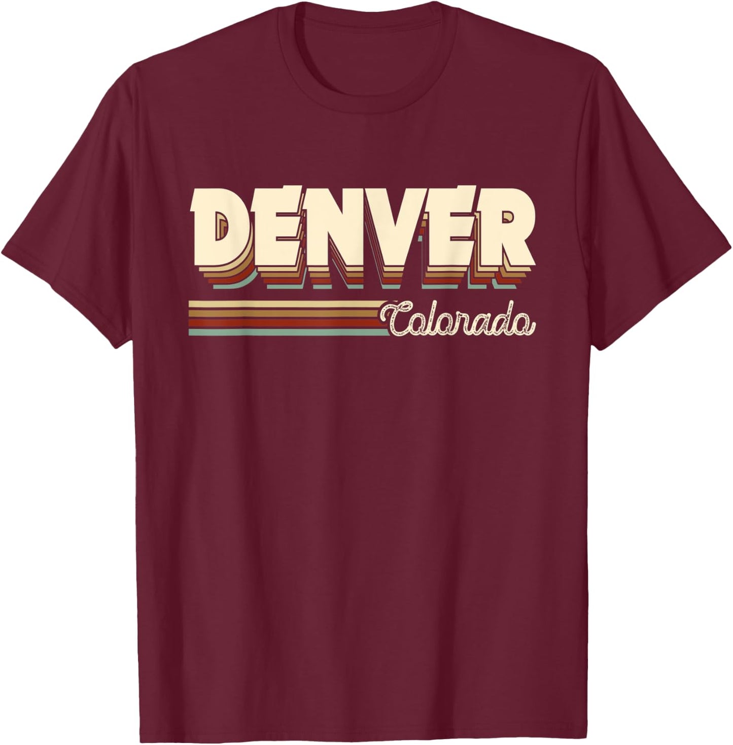 Retro City Denver Colorado Gifts Souvenirs Men Women Kids T-Shirt - T-Shirt | Maroon