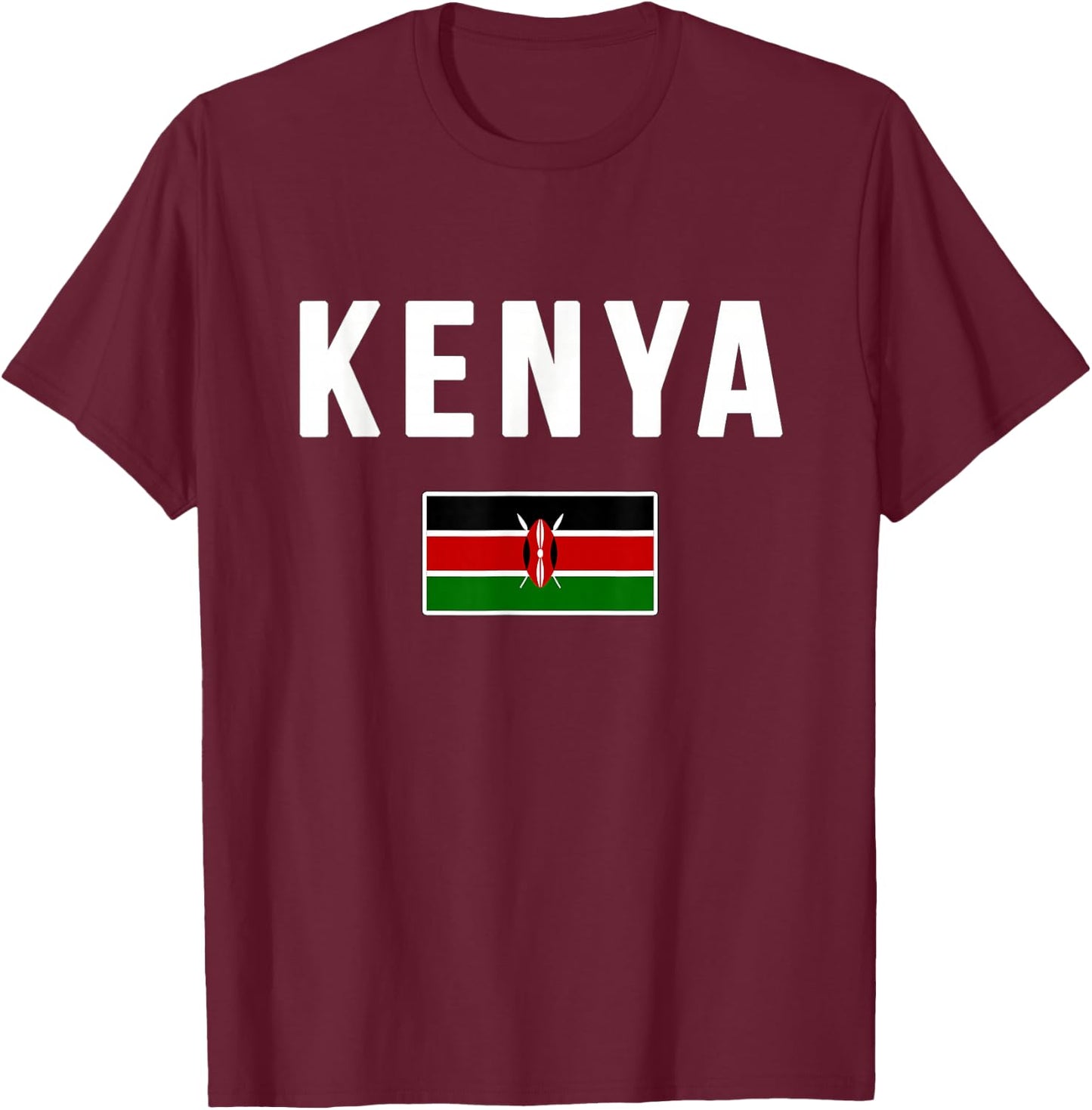 Kenyan Flag Kenya T-Shirt - T-Shirt | Maroon