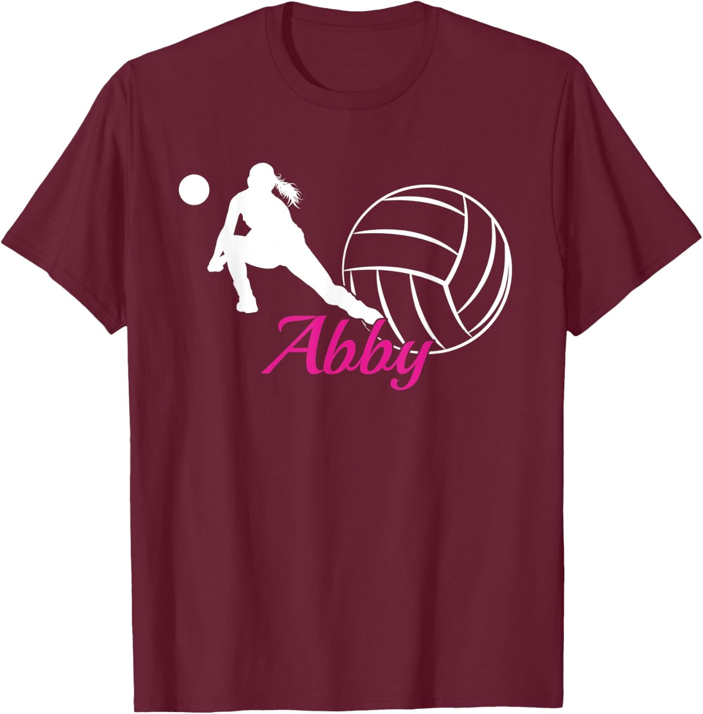 Abby Name Gift Personalized Volleyball T-Shirt - T-Shirt | Maroon