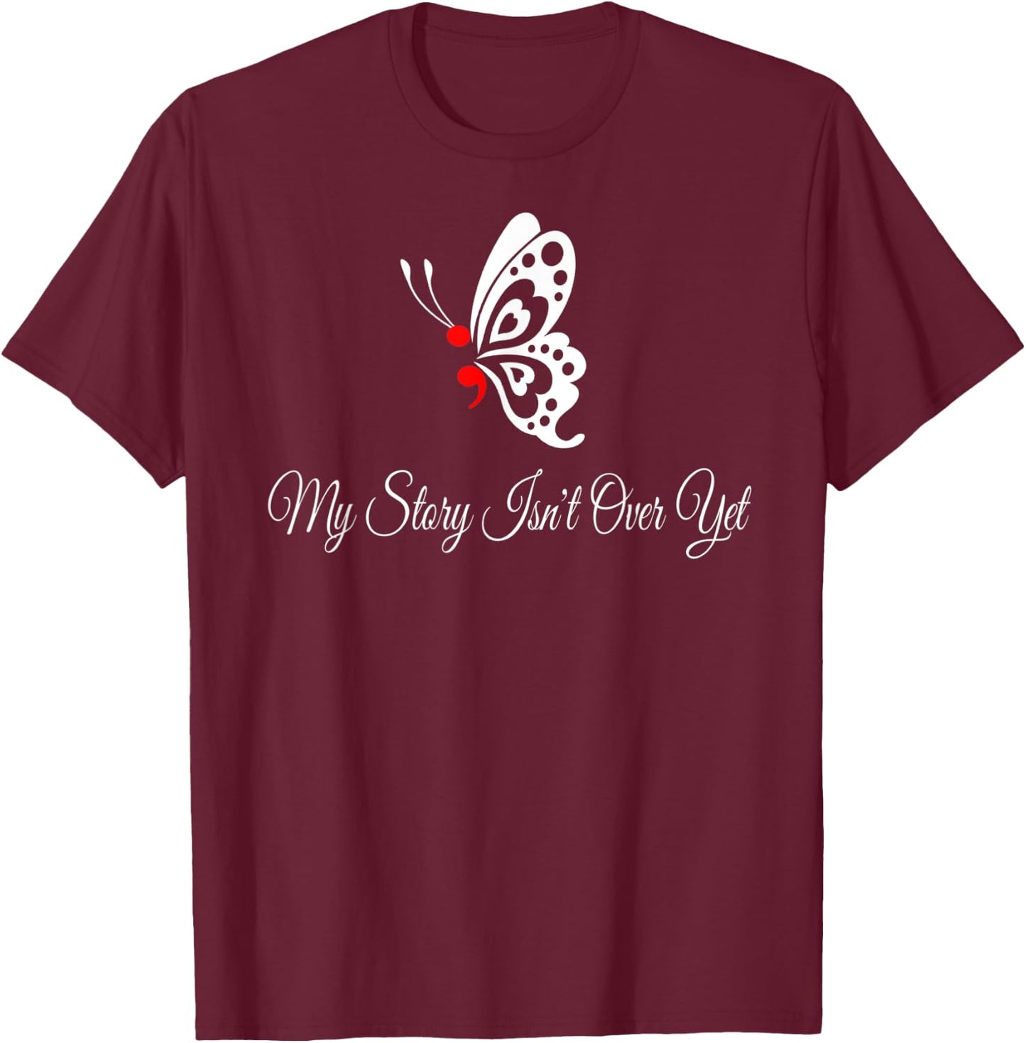 Butterfly Semicolon Shirt May Mental Health Awareness Month T-Shirt - T-Shirt | Maroon