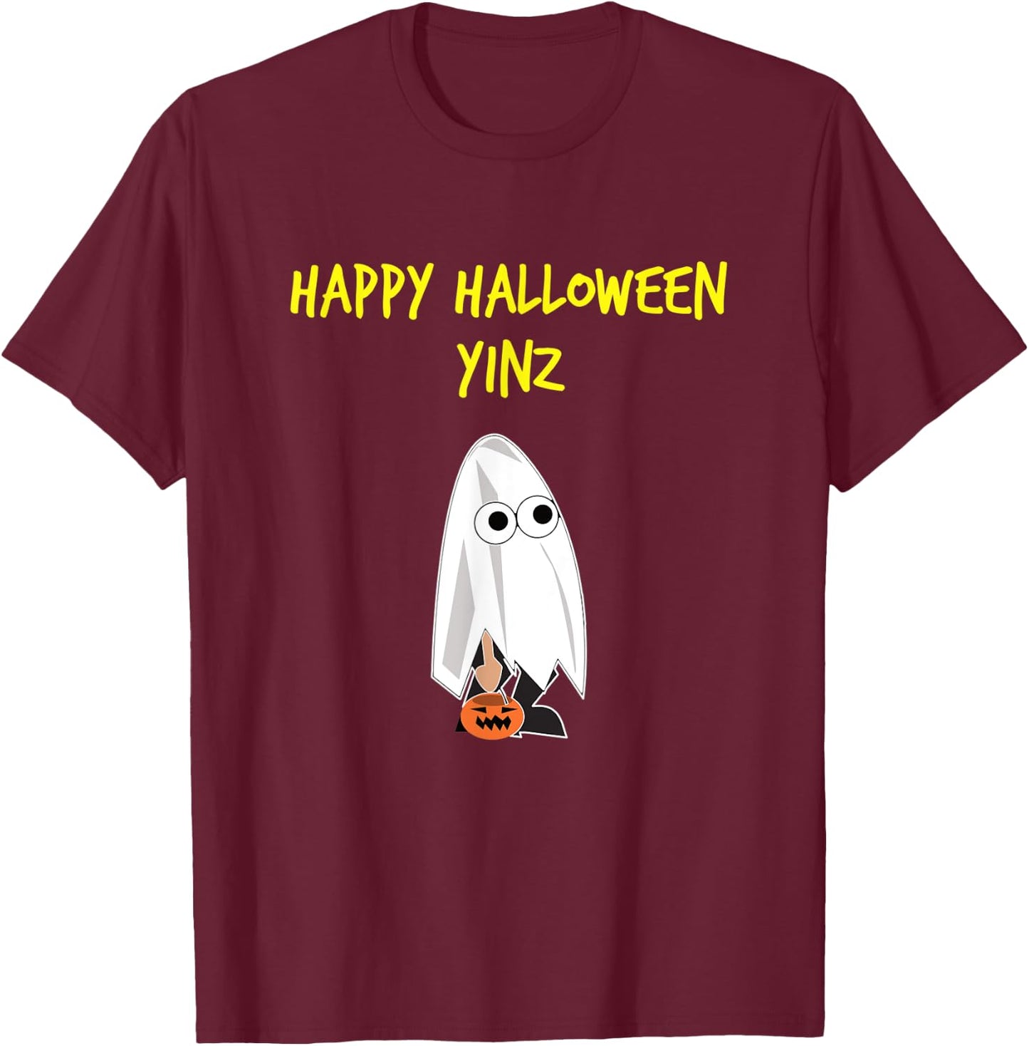 Happy Halloween Pittsburgh Yinz T-Shirt - T-Shirt | Maroon