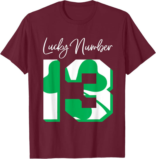 'Lucky Number 13' Awesome Lucky Number Gift Shirt T-Shirt - T-Shirt | Maroon