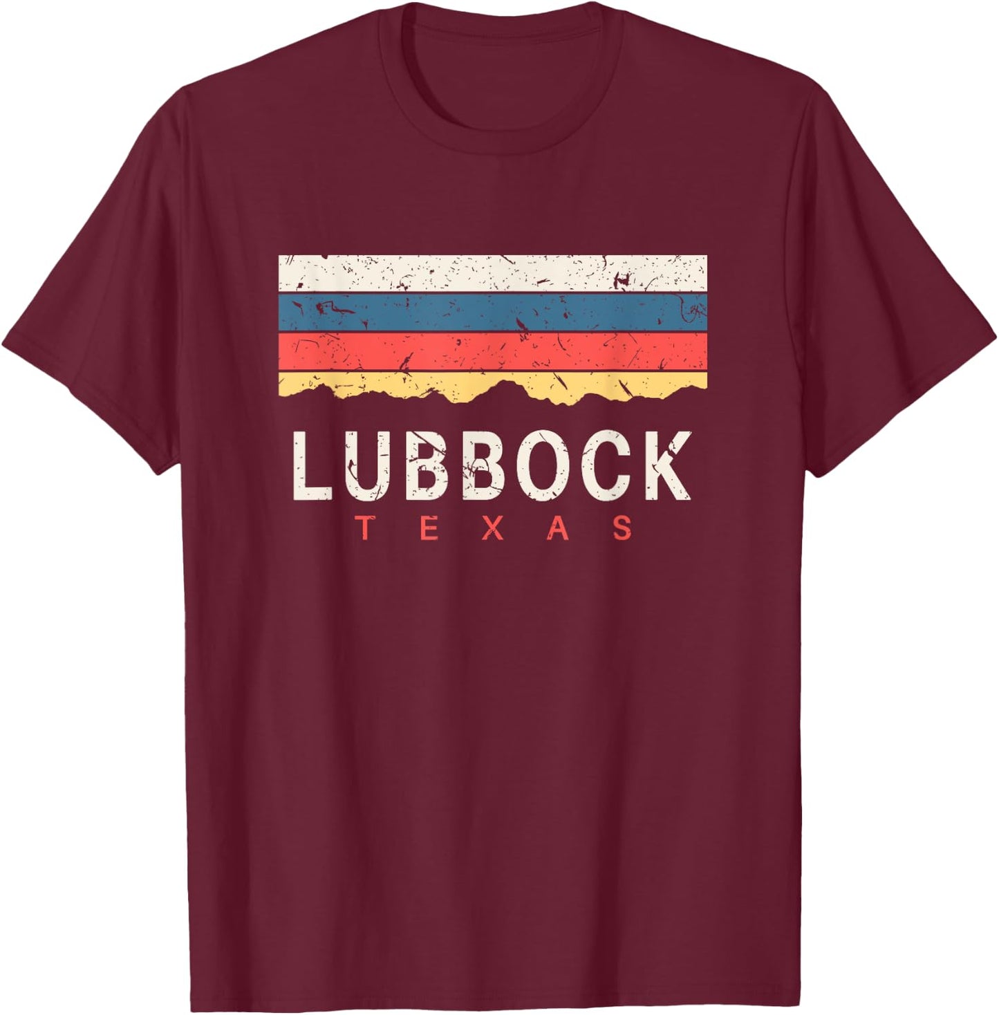 Lubbock Texas T Shirt Vintage TX Souvenirs Gifts T-Shirt - T-Shirt | Maroon