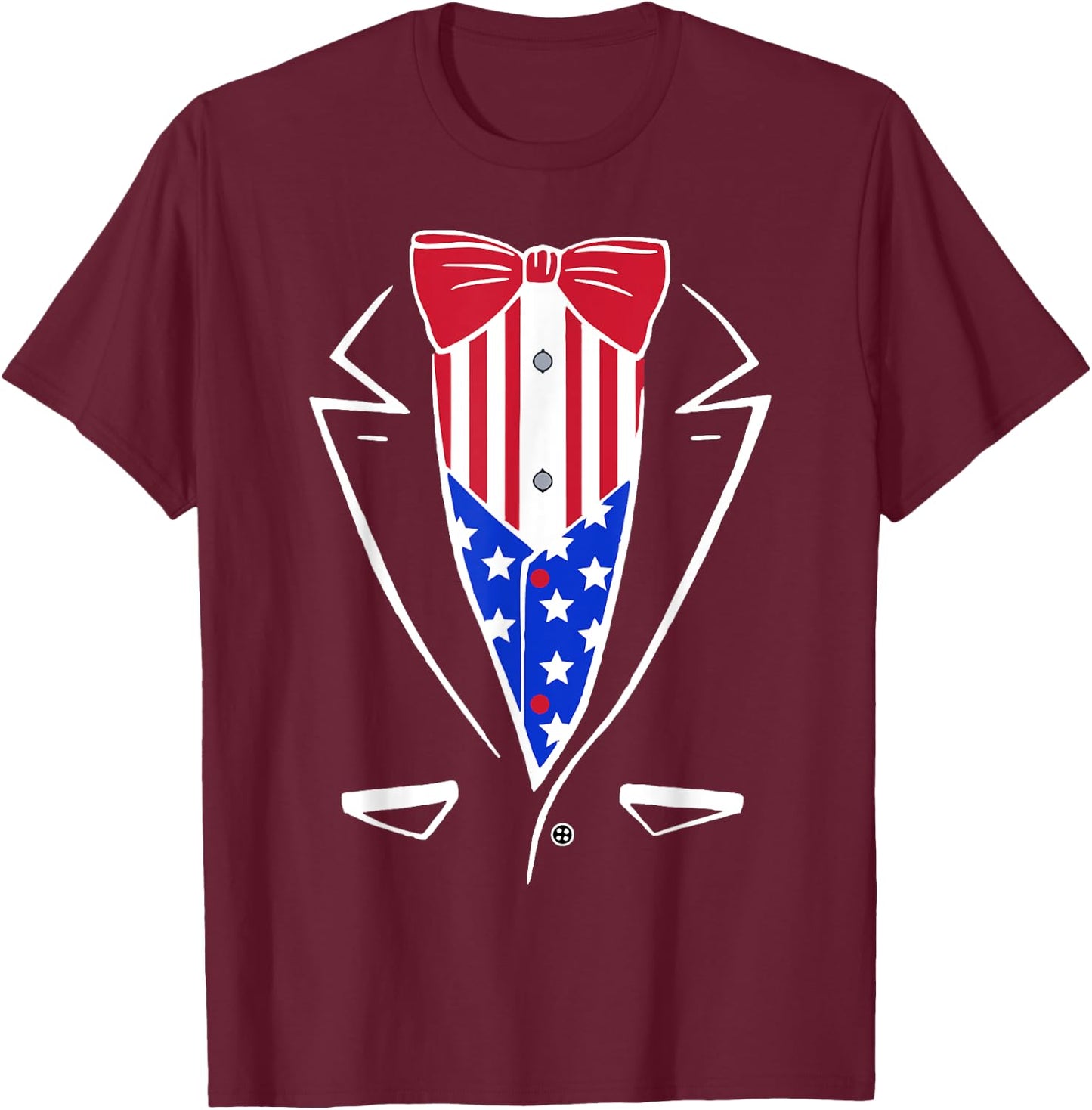 USA Pride American Flag Tuxedo Women Kids Men T-Shirt - T-Shirt | Maroon