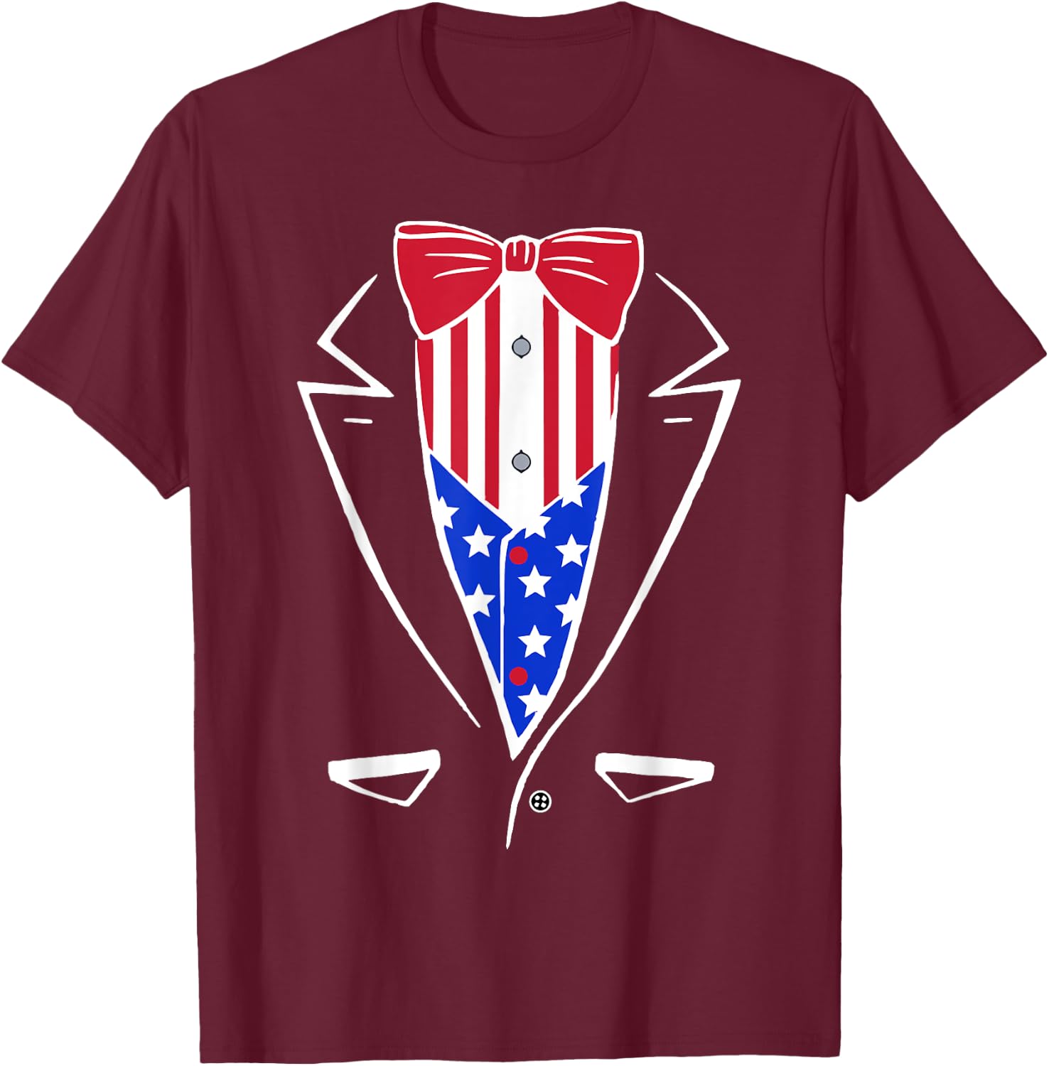 USA Pride American Flag Tuxedo Women Kids Men T-Shirt - T-Shirt | Maroon