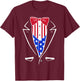 USA Pride American Flag Tuxedo Women Kids Men T-Shirt - T-Shirt | Maroon