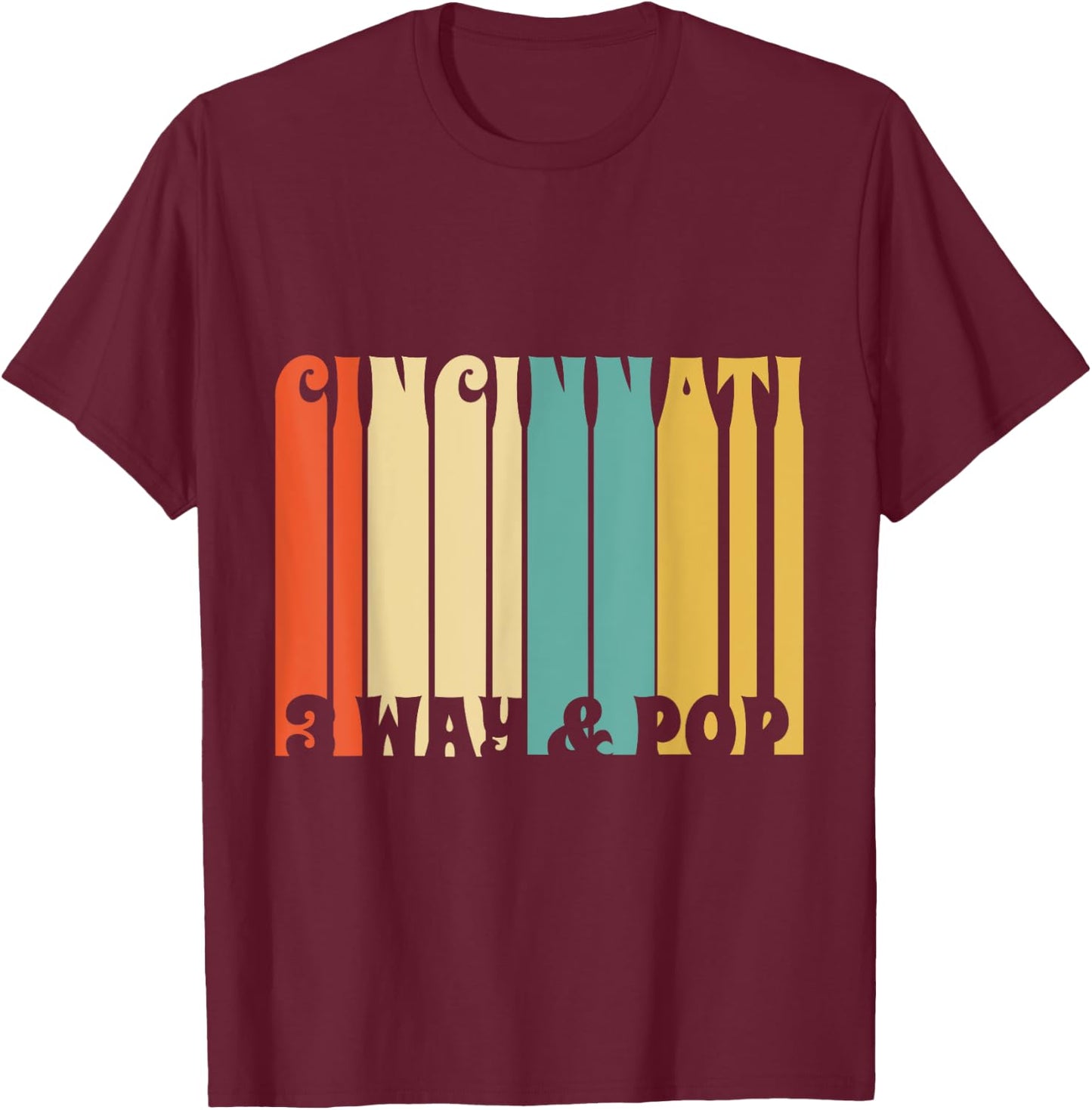 Cincinnati Retro Vintage 3 Way Chili and Pop Shirt T-Shirt - T-Shirt | Maroon