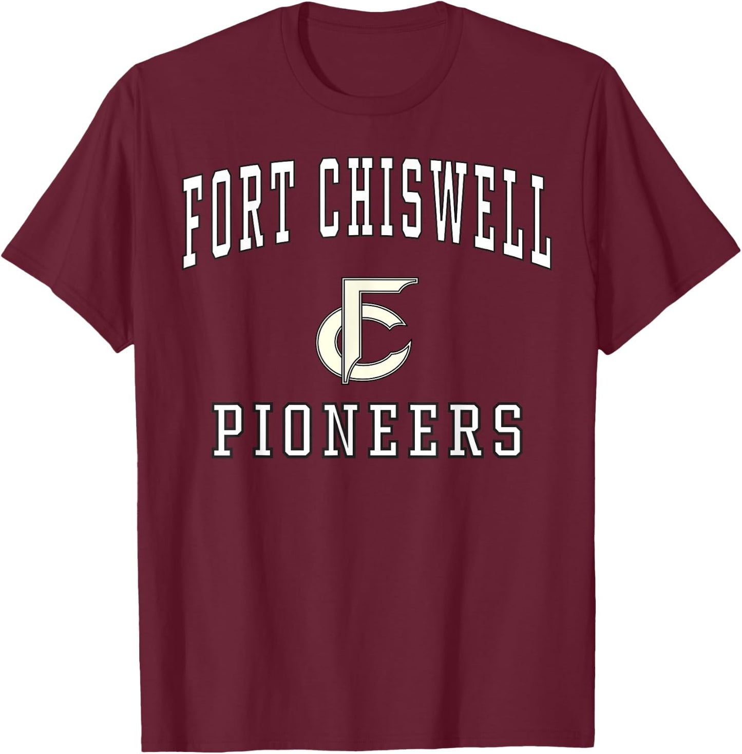 Fort Chiswell High School Pioneers C1 T-Shirt - T-Shirt | Maroon