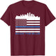 Thin Blue Line Shirt - Louisville Police USA Flag Skyline T-Shirt - T-Shirt | Maroon