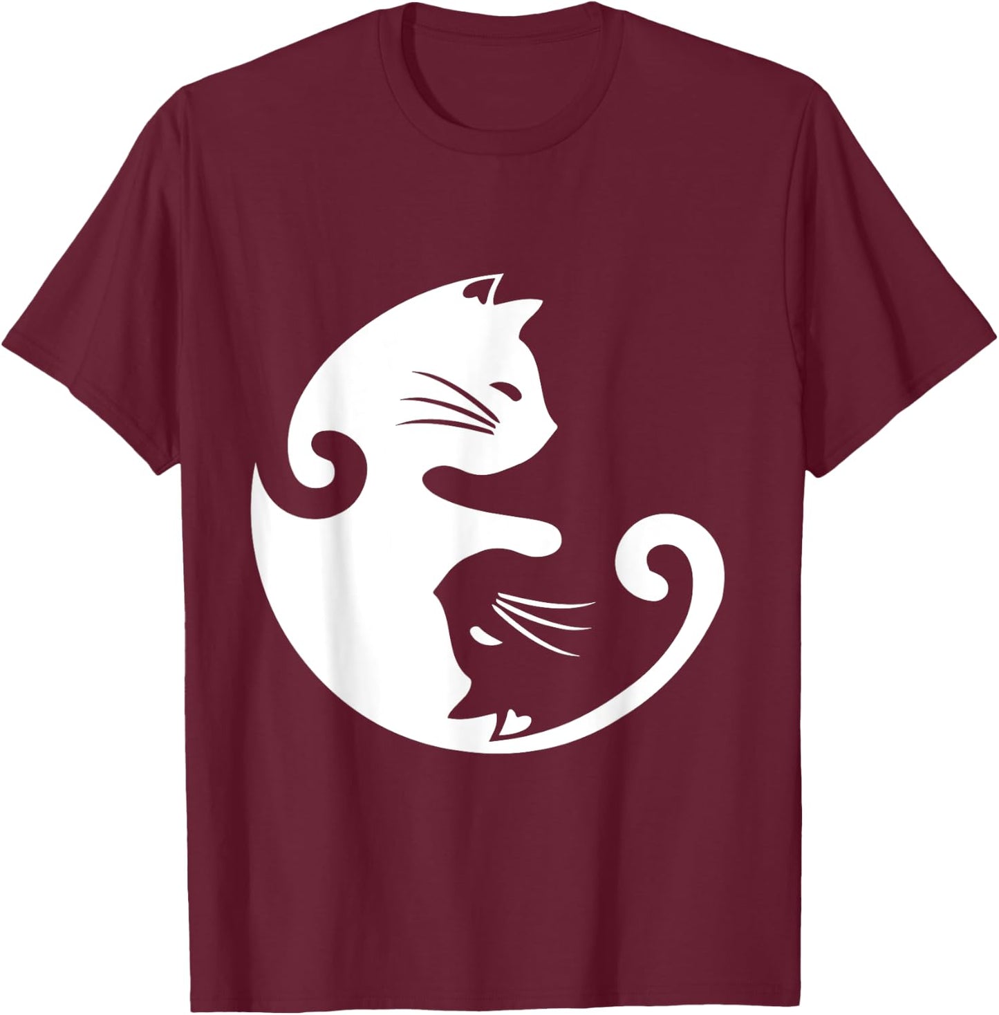 Cat Ying Yang Shirt Spirituality Meditation Yoga Gift Men Women Girls Kids T-Shirt - T-Shirt | Maroon