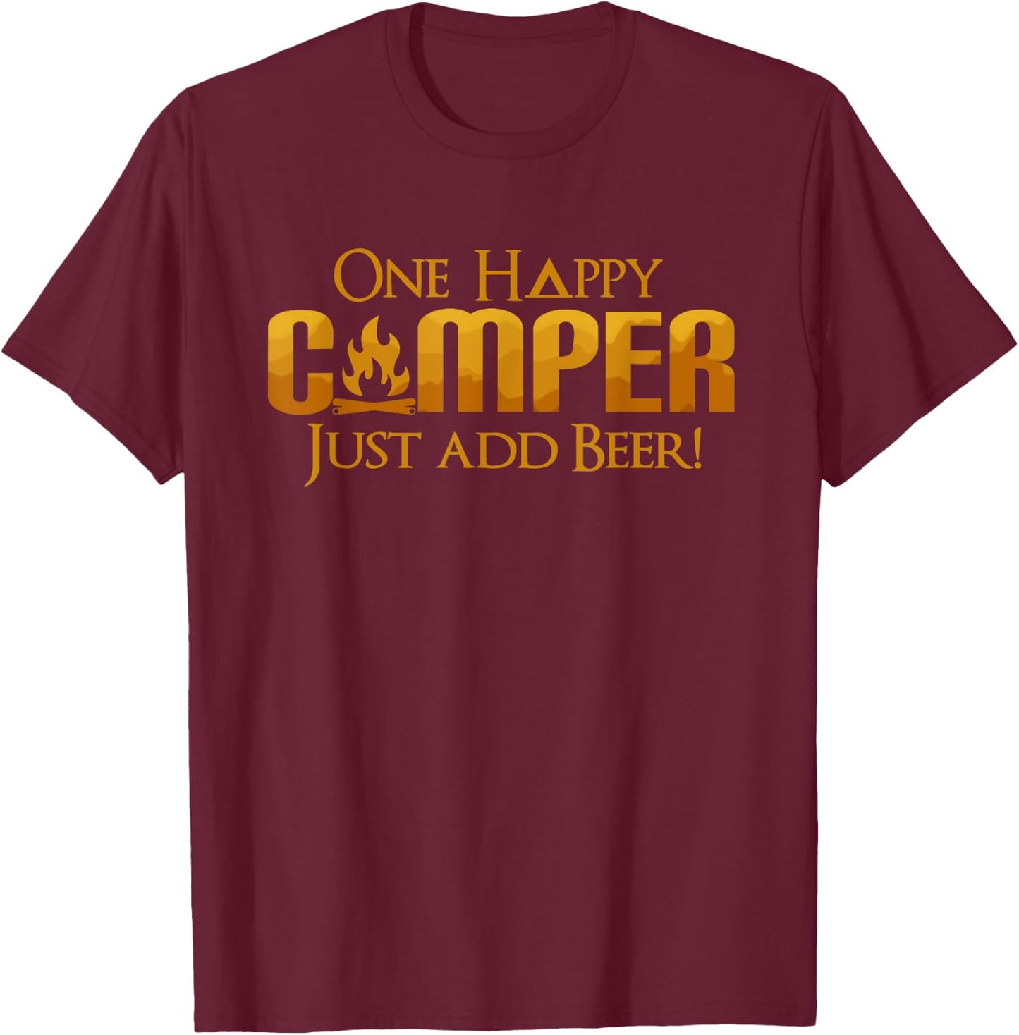 Funny One Happy Camper Camping beer Lover Drinking Camp T-Shirt - T-Shirt | Maroon