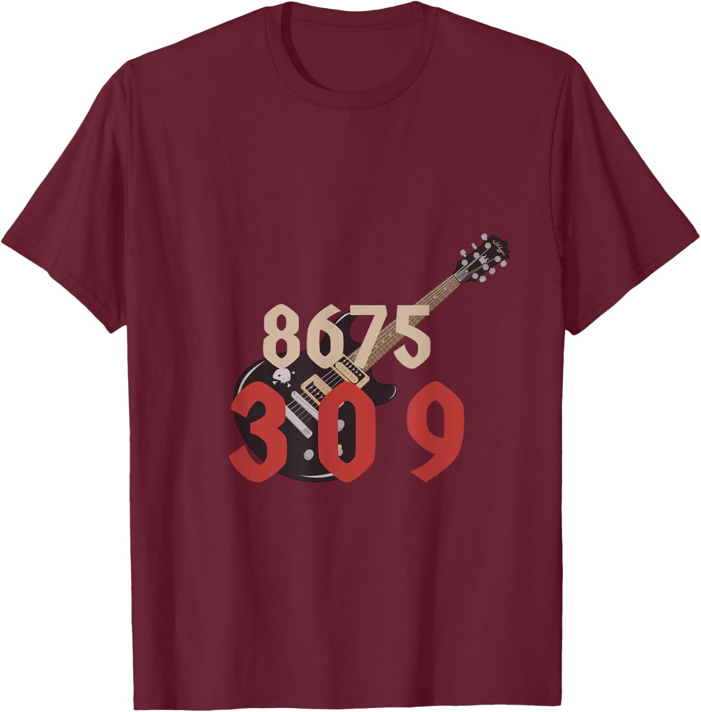 8675309 Guitar T-Shirt - T-Shirt | Maroon