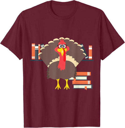 Librarian Turkey Thanksgiving Shirt For Librarian T-Shirt - T-Shirt | Maroon