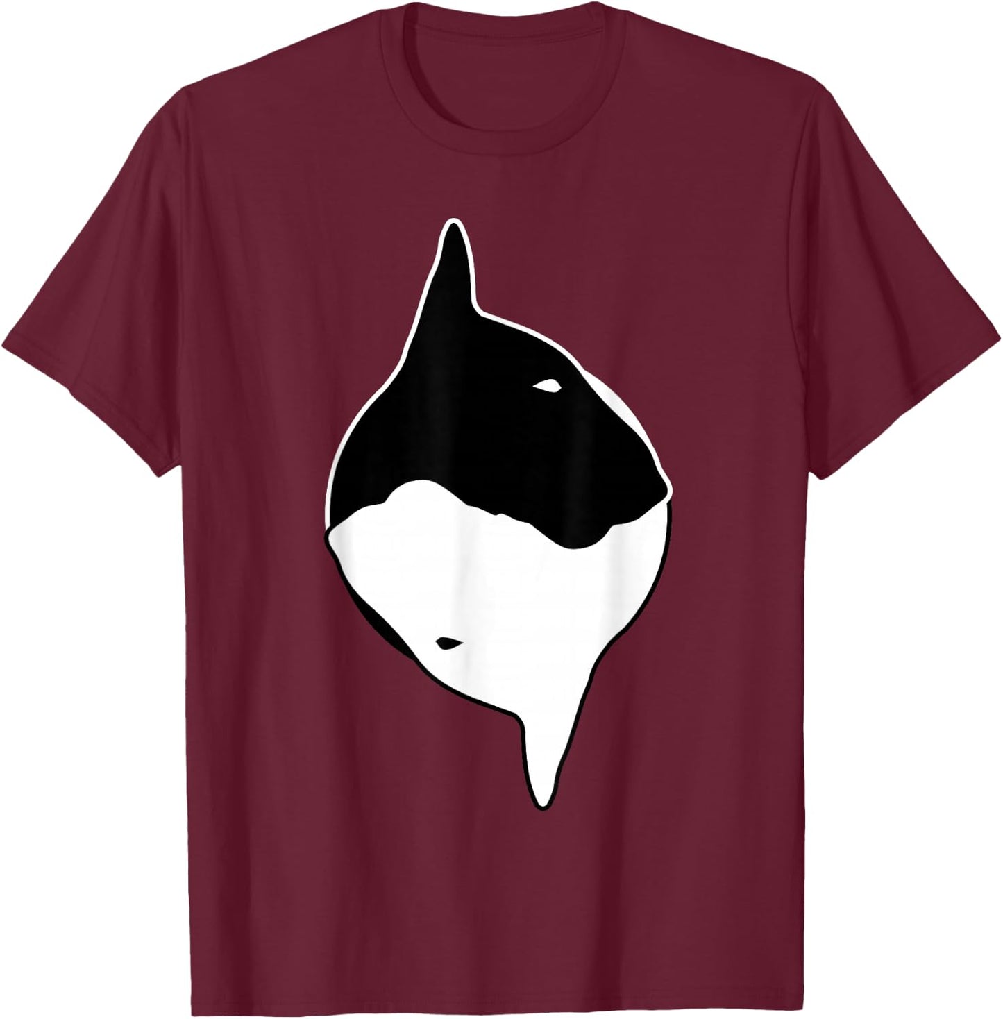 Cool Yin Yang Dog - Cute Bull Terrier T-Shirt - T-Shirt | Maroon