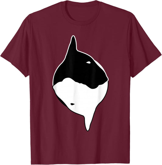 Cool Yin Yang Dog - Cute Bull Terrier T-Shirt - T-Shirt | Maroon