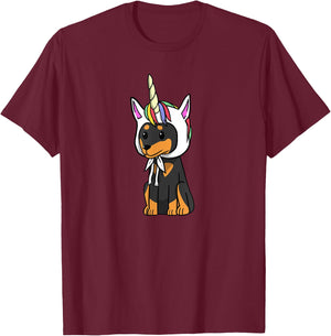 Unicorn Miniature Pinscher Funny Min Pin Dog Shirt Women Kids T-Shirt - T-Shirt | Maroon