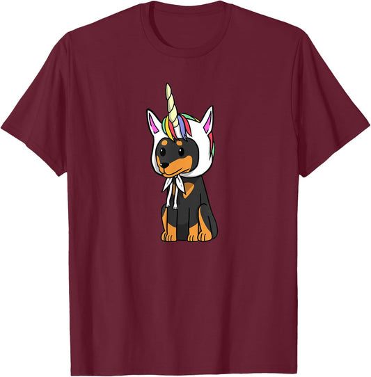 Unicorn Miniature Pinscher Funny Min Pin Dog Shirt Women Kids T-Shirt - T-Shirt | Maroon