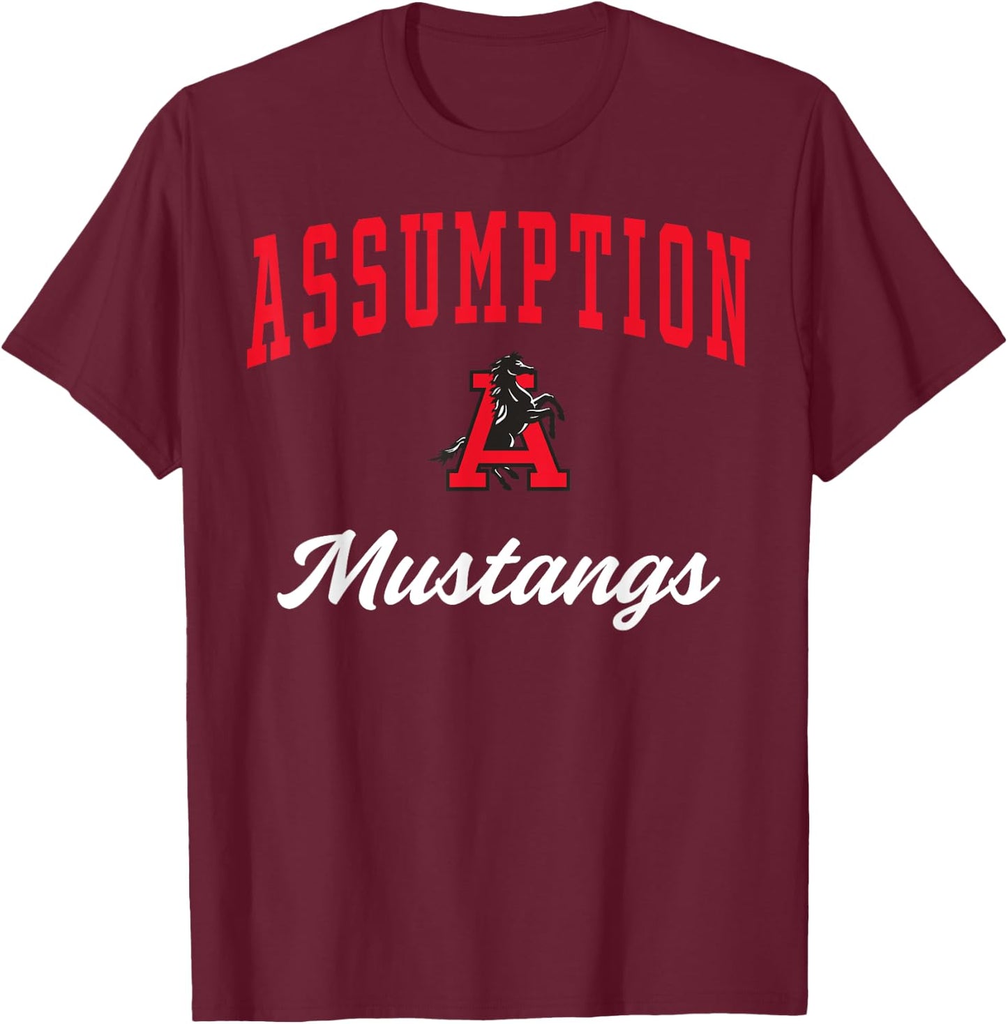 Assumption High School Mustangs C3 T-Shirt - T-Shirt | Maroon