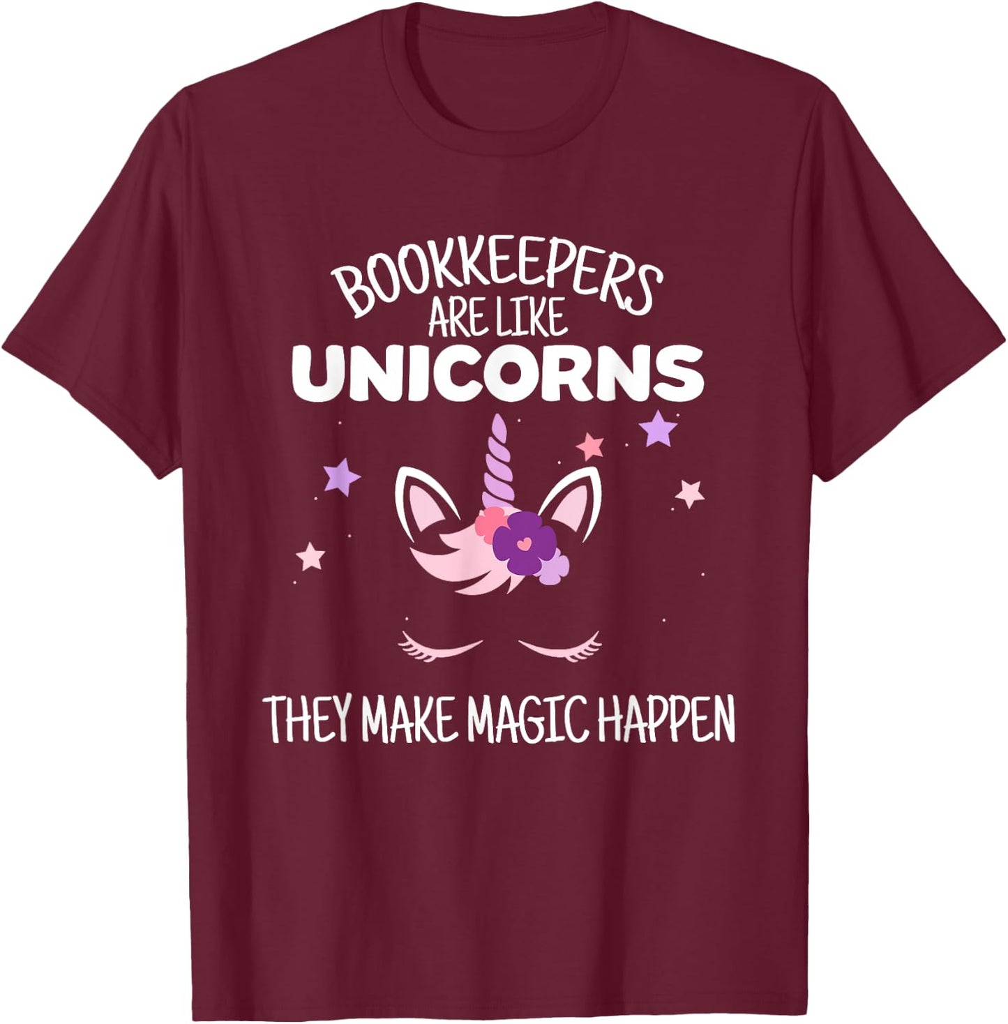 Unicorn Bookkeeper Gift, Bookkeeper T-Shirt - T-Shirt | Maroon