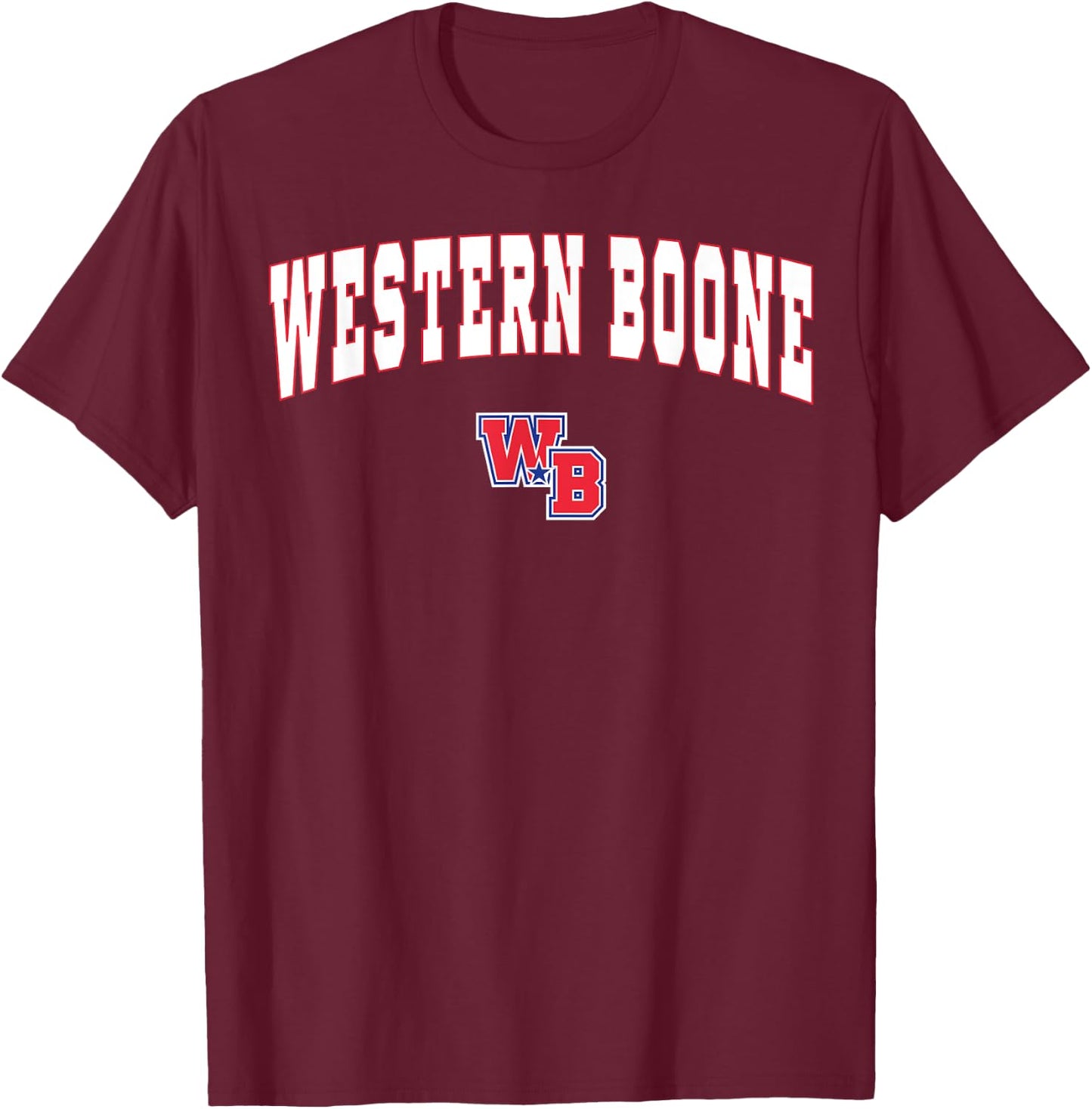 Western Boone High School Stars T-Shirt - T-Shirt | Maroon