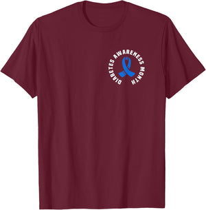 Diabetes Awareness Pocket Design World Diabetes Day T-Shirt - T-Shirt | Maroon