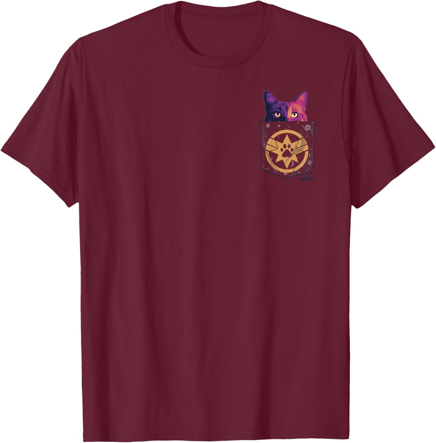 Captain Marvel Goose in Cosmic Pocket Graphic T-Shirt - T-Shirt | Maroon