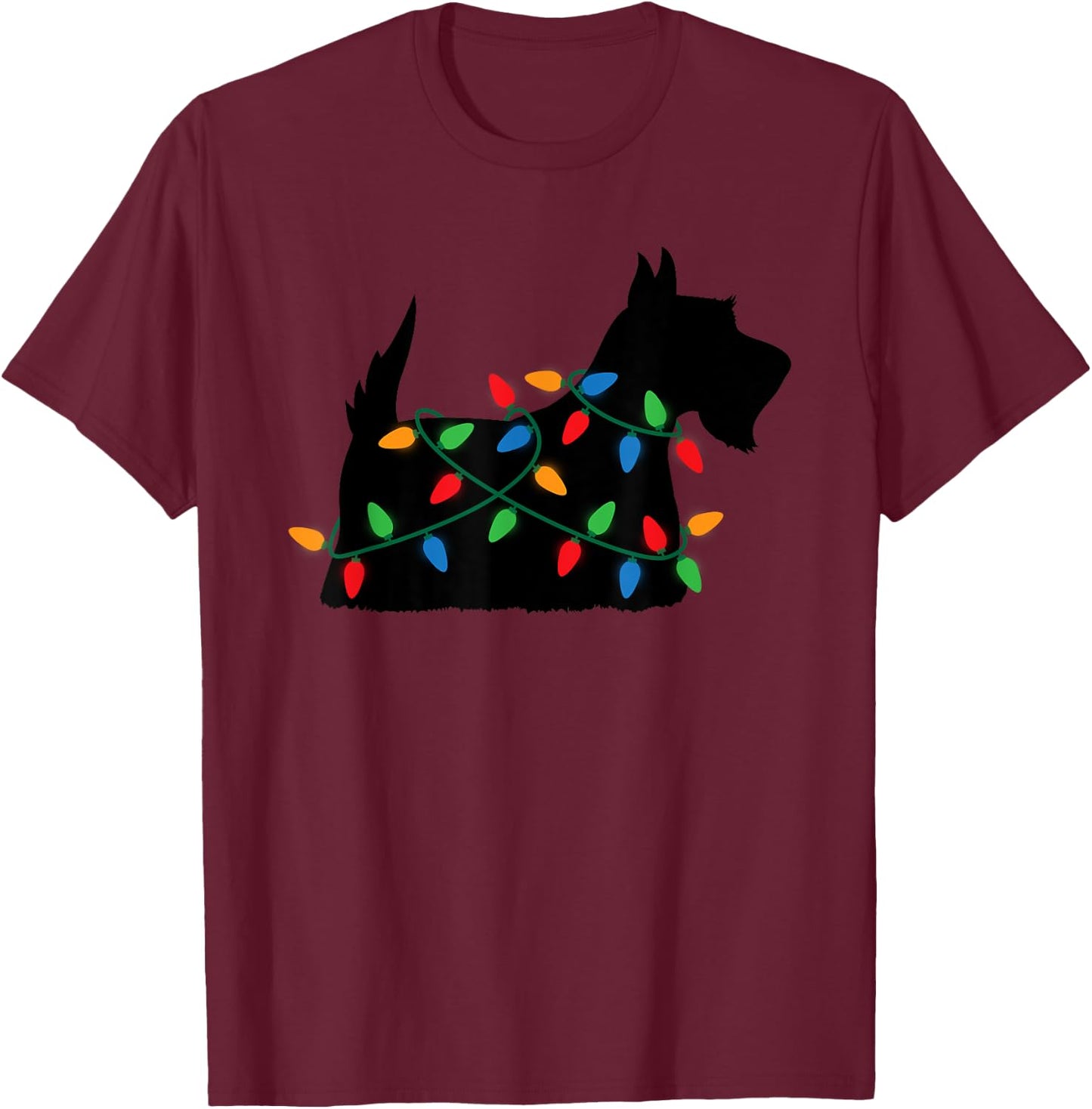Christmas Lights Scottish Terrier Scottie Dog Lover Gift T-Shirt - T-Shirt | Maroon